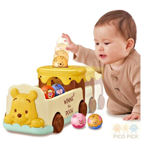 日本｜TAKARA TOMY 迪士尼小熊維尼 2WAY 音樂滾球巴士｜會唱歌會動｜益智啟蒙玩具 