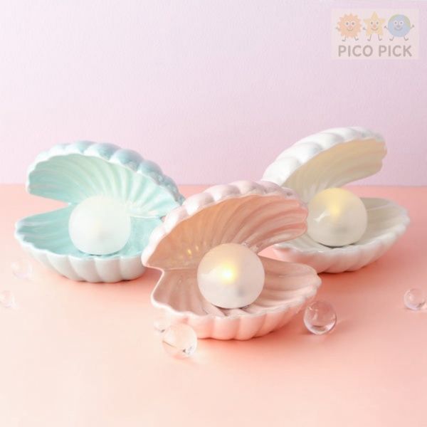 日本 Francfranc 美人魚色夢幻珍珠貝殼LED小夜燈（3色可選） Franc Franc代購