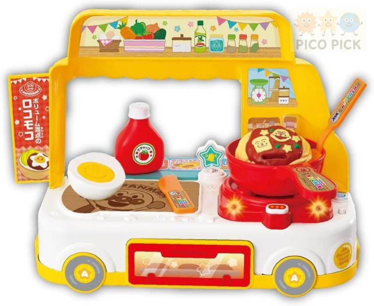 日本正版直送 【ANPANMAN 麵包超人】廚房餐車遊戲組｜附煎鍋、食材、餐具・互動聲光 