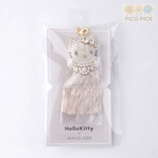 日本 Hello Kitty × MAYGLOBE 手工珠繡流蘇吊飾（珍珠款/水鑽款） 