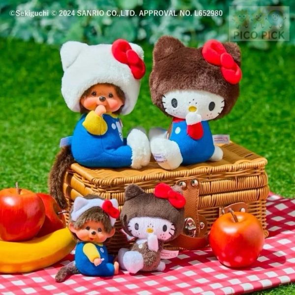 日本 Monchhichi × Hello Kitty 限量聯名款系列（Kitty娃娃/Monchhichi娃娃/Kitty吊飾） 