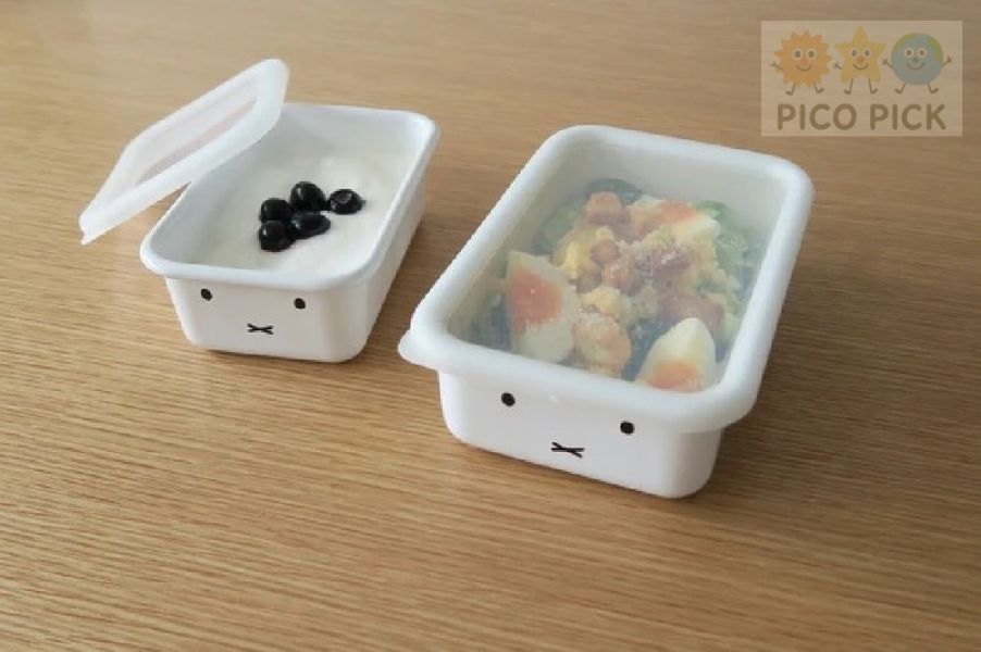 日本直送｜正版Miffy 米飛兔經典表情琺瑯長方形收納盒｜保鮮盒 （兩入一組） 