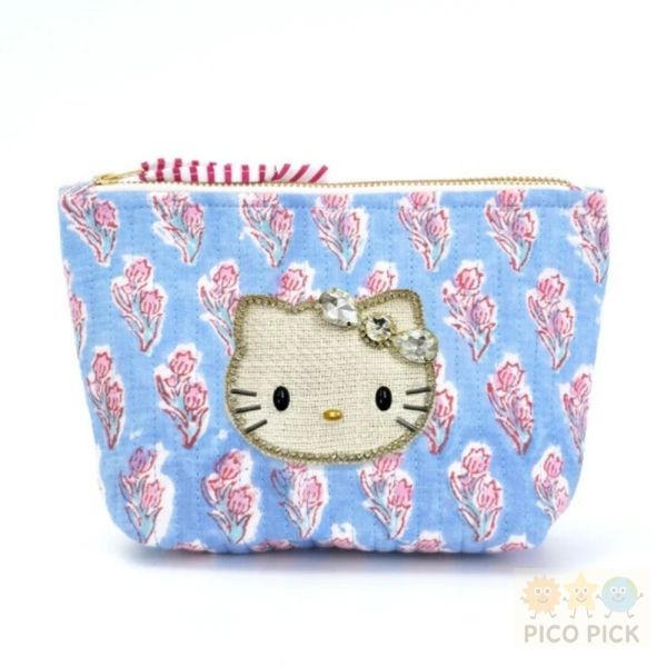 日本手工精緻珠繡｜Hello Kitty × MAYGLOBE 品牌聯名刺繡包（立體收納包／化妝包） 
