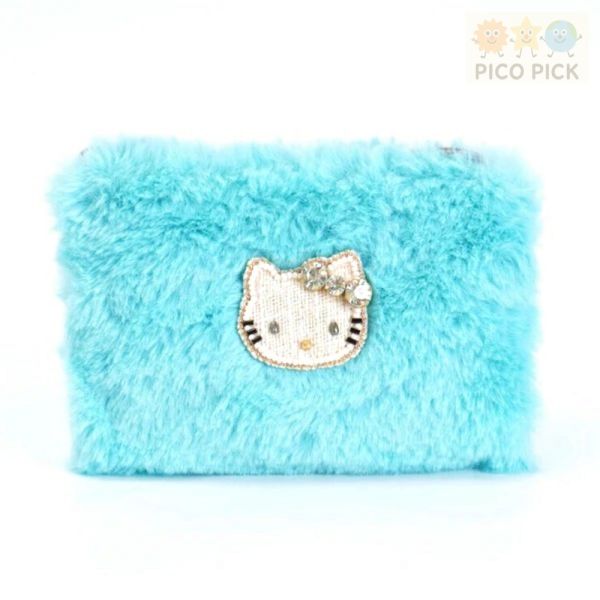 日本直送 Hello Kitty × MAYGLOBE 毛絨刺繡小物包｜化妝包｜收納包｜絨毛化妝袋 Hello Kitty x Mayglobe