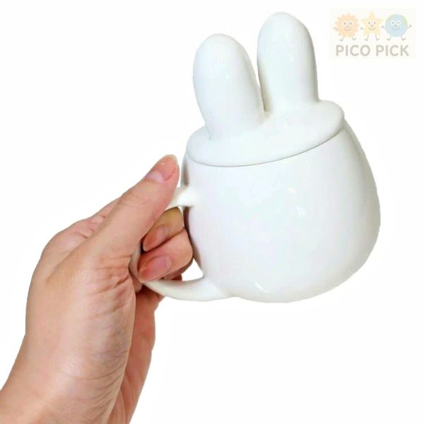日本正版 Miffy 米飛兔 造型耳朵杯附蓋｜陶瓷馬克杯 