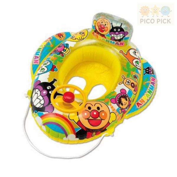 日本正版 ｜麵包超人嬰幼兒充氣泳圈 附方向盤與安全座位 