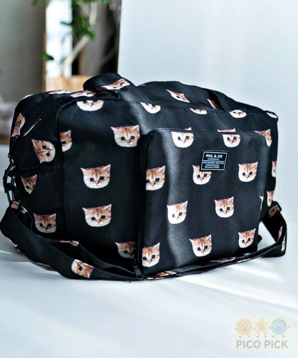 日本｜PAUL & JOE 貓咪印花旅行波士頓包｜可肩背可斜背｜33L大容量輕量旅行袋 