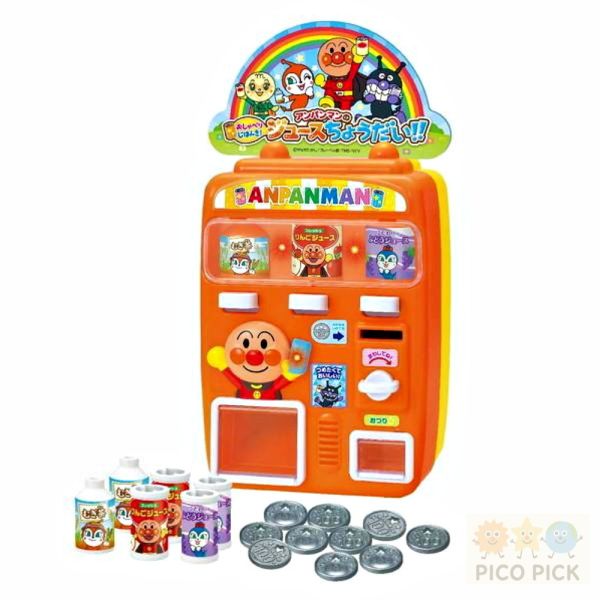 日本正版麵包超人 會說話果汁販賣機玩具（附瓶罐＋硬幣組） 