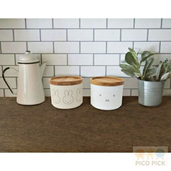 日本 Miffy 米飛兔竹蓋鋼製收納罐 900ml｜可堆疊罐 密封罐 點心罐 