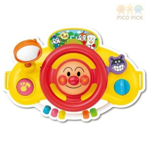 日本正版直送 【ANPANMAN 麵包超人】可愛方向盤遊戲組｜附固定帶・汽車內玩具 