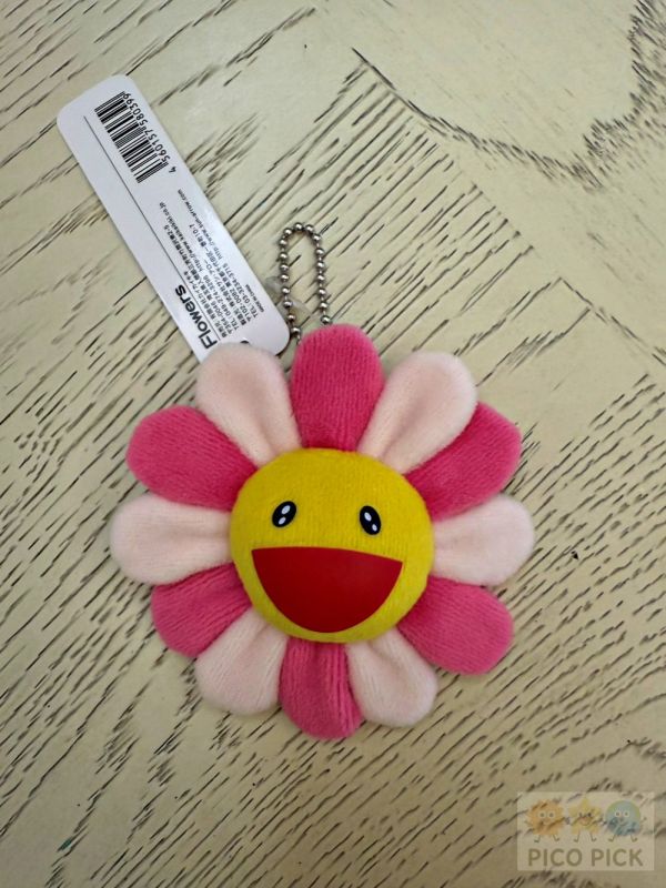 現貨日本親飛帶回｜村上隆Takashi Murakami 彩虹微笑太陽花 絨毛吊飾兼胸針｜包包點綴 小配件 