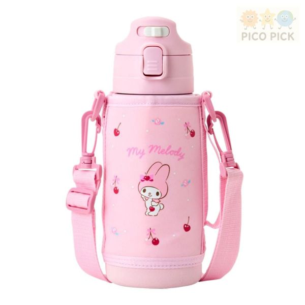 日本直送 Sanrio 三麗鷗 2WAY 不鏽鋼水壺｜兒童兩用保溫瓶附斜背水壺袋｜直飲／杯蓋水壺｜My Melody／大耳狗/庫洛米 三麗鷗水壺、兒童兩用保溫瓶、附斜背水壺袋、不鏽鋼保冷保溫水壺、直飲水壺、杯蓋水壺、My Melody 水壺、Cinnamoroll 水壺、Kuromi 水壺