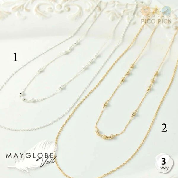 日本直送 MAYGLOBE Veil 金屬珠點簡約 2連3WAY 項鍊｜銀色／金色 MAYGLOBE Veil 項鍊、3WAY項鍊、疊戴項鍊、極簡風飾品、百搭頸鍊