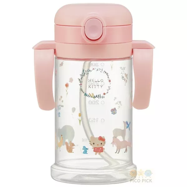 日本直送｜Hello Kitty 摺疊雙耳＋肩背帶 吸管學習杯 370ml 