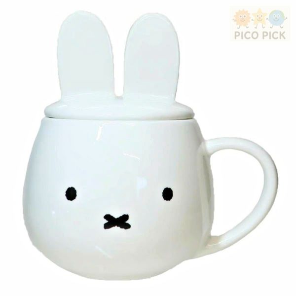 日本正版 Miffy 米飛兔 造型耳朵杯附蓋｜陶瓷馬克杯 