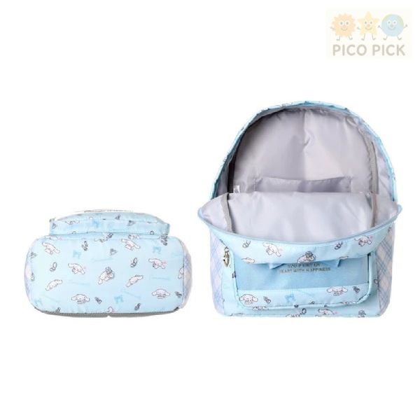 【日本直送 正版】Sanrio 角色印花蝴蝶結格紋後背包｜A4收納｜Sanrio後背包、可愛學生書包 