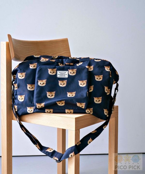 日本｜PAUL & JOE 貓咪印花旅行波士頓包｜可肩背可斜背｜33L大容量輕量旅行袋 