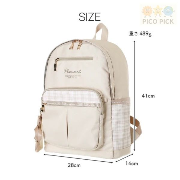 日本直送  正版Coboca+ 長尾山雀刺繡格紋拼接後背包（附迷你包吊飾）｜A4 收納｜防菌防臭｜兒童書包 