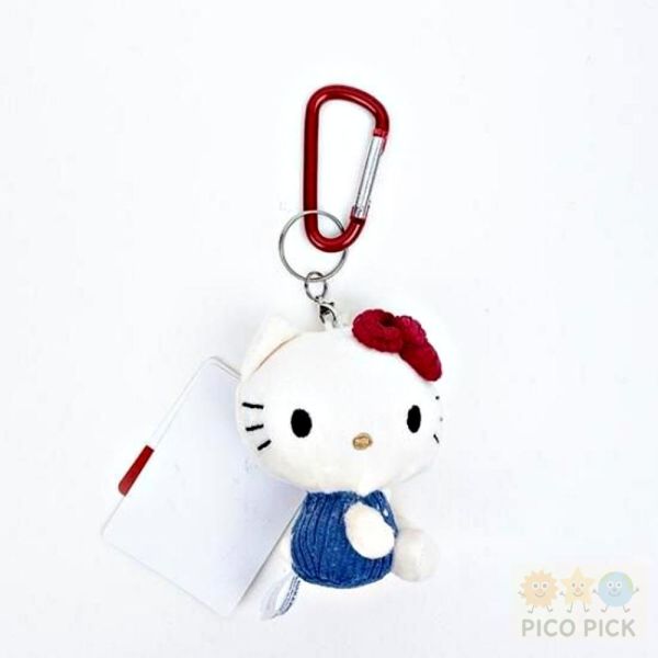 日本Hello Kitty 手工刺繡吊飾鑰匙圈（藍衣款）三麗鷗 掛飾 包包吊飾 鑰匙扣 Kitty 