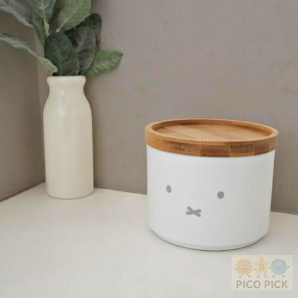 日本 Miffy 米飛兔竹蓋鋼製收納罐 900ml｜可堆疊罐 密封罐 點心罐 