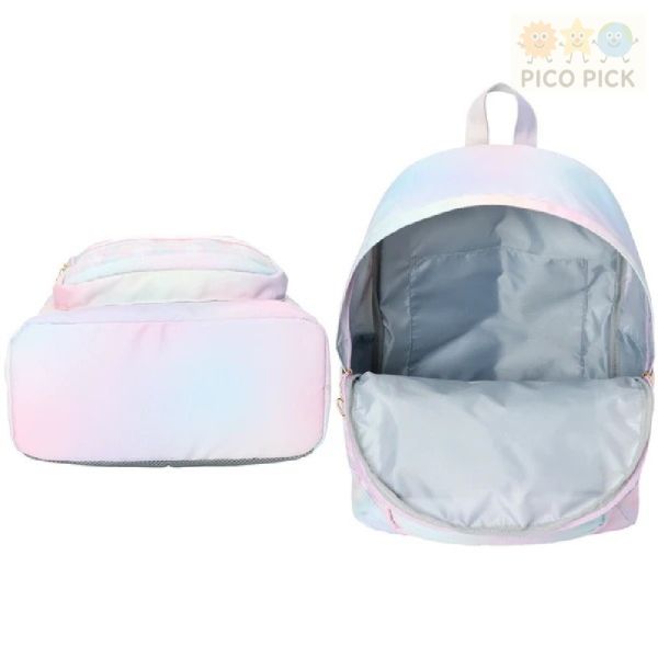 日本直送 正版Coboca+ 貓耳格紋拼接後背包（附肉球毛絨吊飾）｜A4收納｜兒童書包｜輕量17L 