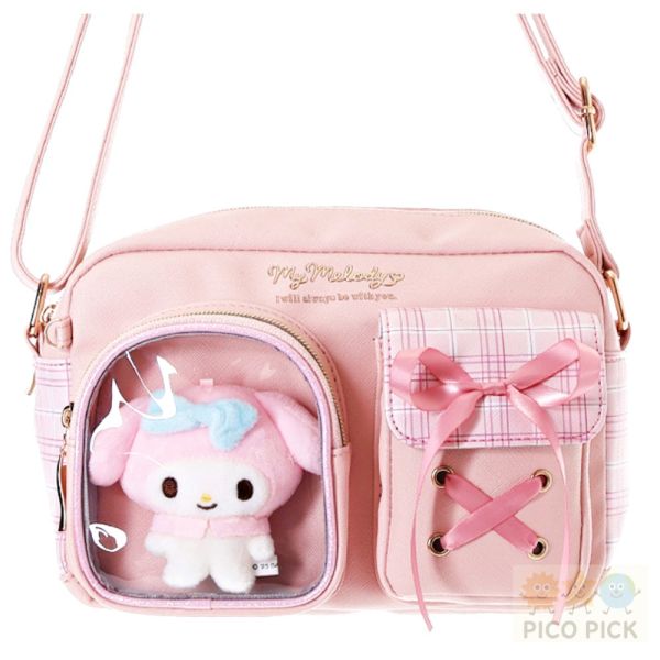 日本正版Sanrio三麗鷗角色 透明展示斜背包｜可裝娃娃｜Kuromi / My Melody / Cinnamoroll / 帕恰狗 