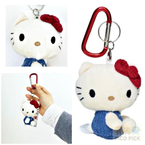 日本Hello Kitty 手工刺繡吊飾鑰匙圈（藍衣款）三麗鷗 掛飾 包包吊飾 鑰匙扣 Kitty 