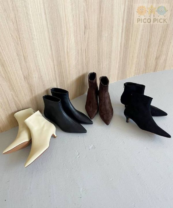 日本直送｜Le Talon 短筒尖頭低跟短靴（4色可選） 