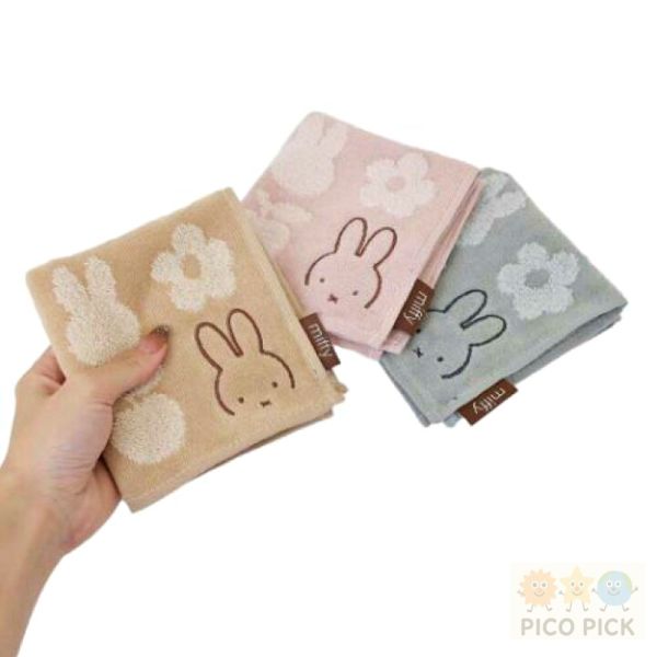 日本 日本製Miffy 米飛兔｜造型毛巾方巾｜三色可選（粉／米／灰） 