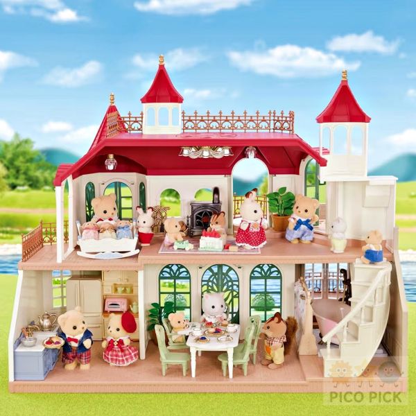 日本Epoch森林家族｜城堡庭院豪華別墅組 附燈飾｜Sylvanian Families 大型娃娃屋 角色扮演玩具 