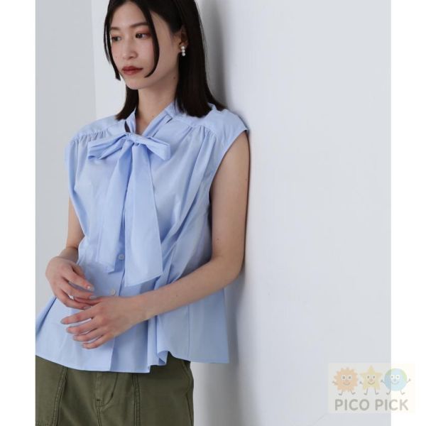 日本直送｜N. by NATURAL BEAUTY BASIC 夏季綁帶無袖襯衫｜領口蝴蝶結設計上衣 