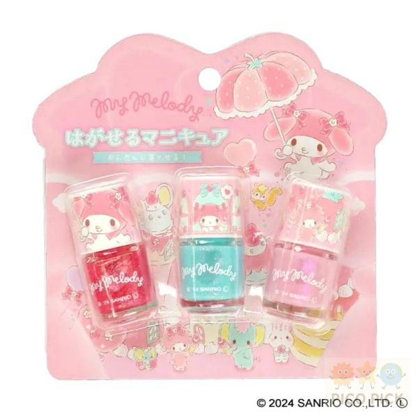 日本｜Shobido可撕式兒童安全指甲油 3入組｜三麗鷗/冰雪奇緣/迪士尼公主/兒童指甲彩繪 安全水性指甲油 不需去光水 