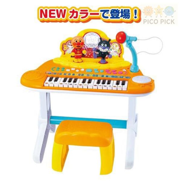 日本直送｜正版Anpanman 麵包超人舞台鋼琴玩具組（附麥克風與座椅） 
