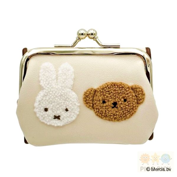 日本 Miffy 米飛兔 × Boris 小熊｜刺繡口金包 零錢包｜可愛毛絨刺繡 雙色選擇 