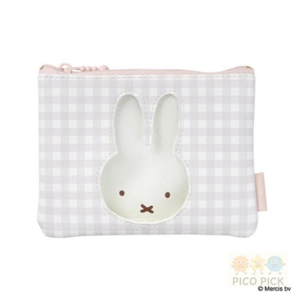 現貨 日本直送｜Miffy 米飛兔小物收納系列｜格紋平口拉鍊小物包／立體方形萬用化妝包 