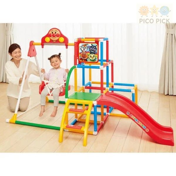 日本直送｜日本正版ANPANMAN 麵包超人 4WAY 滑梯鞦韆攀爬組｜室內溜滑梯 