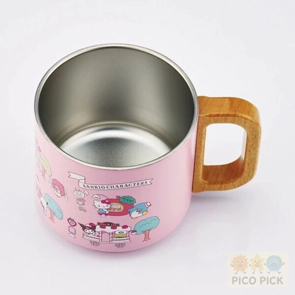 日本 直送 skater 雙層真空不鏽鋼保溫杯 不鏽鋼馬克杯 疊疊杯 木柄水杯 350ml 