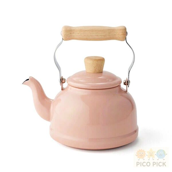 日本FUJIHORO 富士琺瑯 琺瑯手沖壺｜奶茶粉／霧灰／白色／墨綠｜直火可用｜木柄設計｜可愛廚房用品 