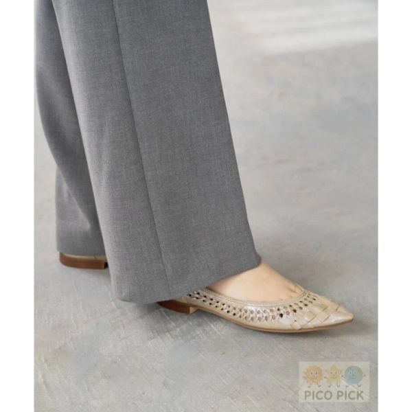 日本 直送Le Talon 編織尖頭平底鞋（黑／奶白/金屬色） Le Talon全系列代購 