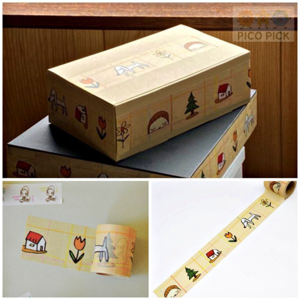 日本直送 奈良美智 和紙膠帶 WASHI TAPE「dream time」｜文具膠帶／剪貼裝飾|奈良美智紙膠帶 奈良美智、奈良美智和紙膠帶、日本和紙膠帶、手帳膠帶、文具貼紙、裝飾膠帶、dream time