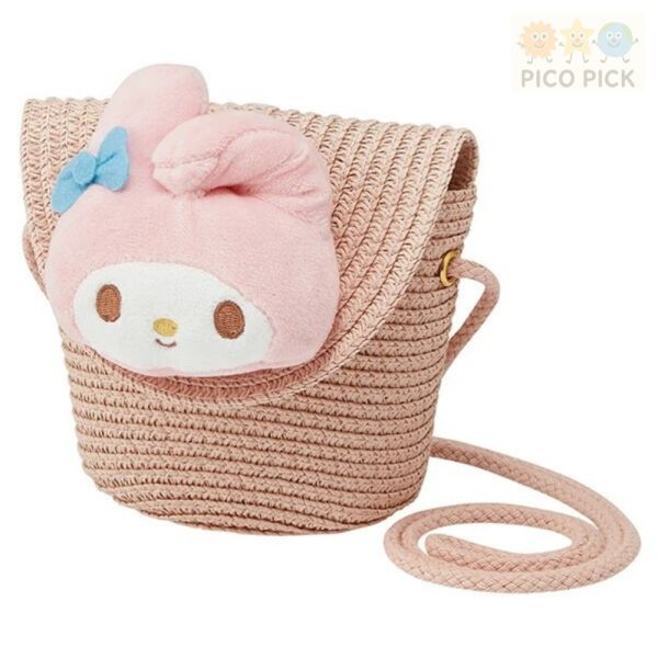 日本 Sanrio 三麗鷗 日本正版 草編斜背包（圓形包 / 方形包）（庫洛米 / 大耳狗 / Hello Kitty / My Melody） 