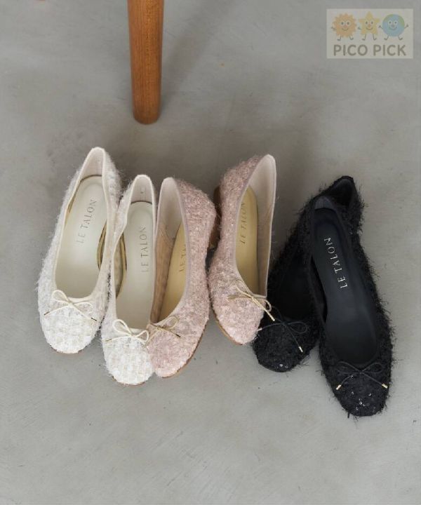 日本直送｜Le Talon 流蘇感亮片芭蕾平底鞋（3色可選） 