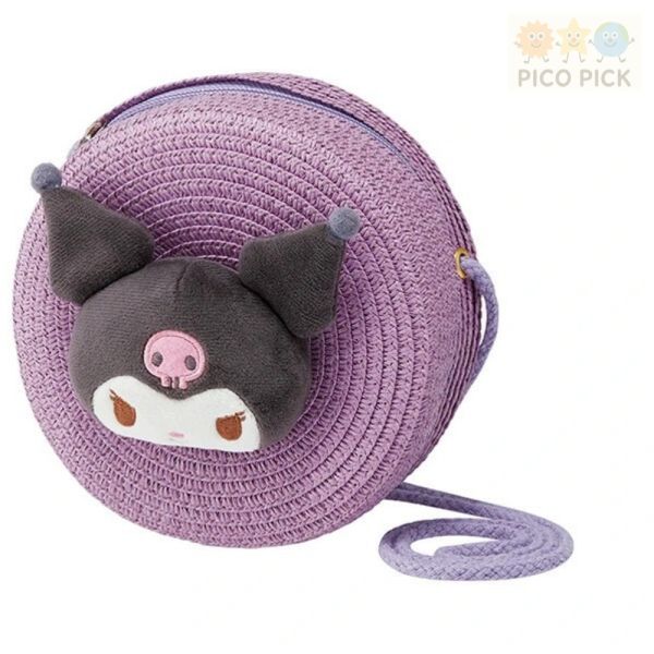 日本 Sanrio 三麗鷗 日本正版 草編斜背包（圓形包 / 方形包）（庫洛米 / 大耳狗 / Hello Kitty / My Melody） 
