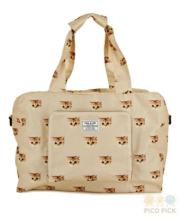 日本｜PAUL & JOE 貓咪印花旅行波士頓包｜可肩背可斜背｜33L大容量輕量旅行袋 