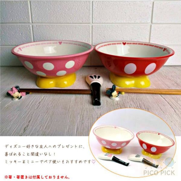 現貨當日出日本正版 Disney米奇／米妮 造型拉麵碗＋湯匙組｜拉麵碗 附匙 陶瓷碗 餐具組 