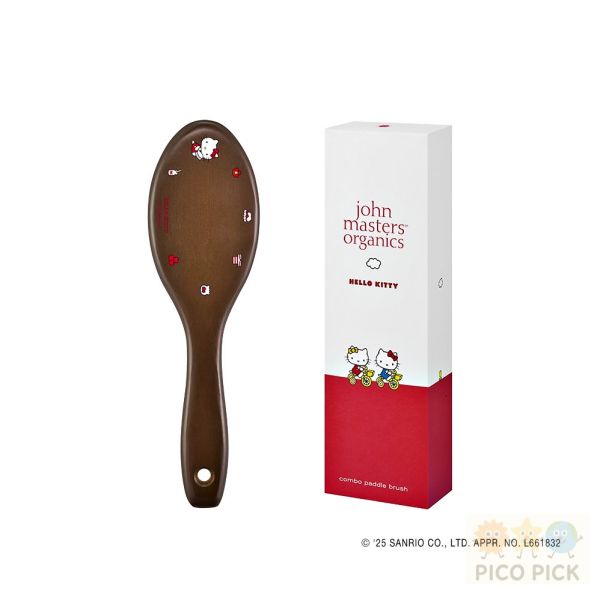 日本限定聯名John Masters Organics × Hello Kitty天然豬鬃按摩氣墊梳｜護髮梳 combo paddle brush／mini brush 