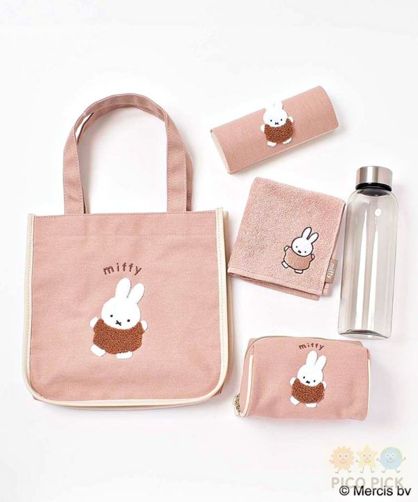 日本 Miffy 米飛兔 × Boris 小熊｜方形刺繡托特包 手提袋｜可愛毛絨刺繡設計 上課通勤購物實用 