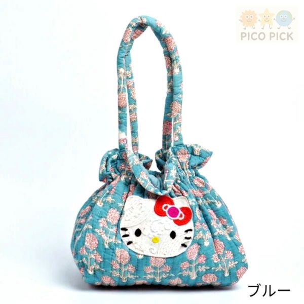 日本直送 Hello Kitty × MAYGLOBE 聯名手工印花束口包｜手提包｜托特包 