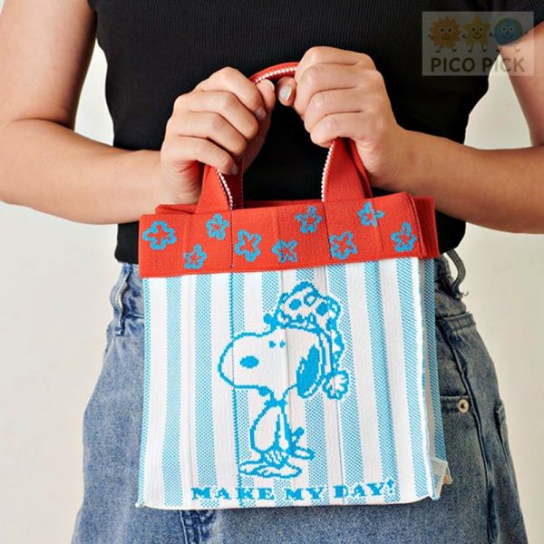 日本直送 Snoopy MAKE MY DAY! 刺繡方形拉鍊收納包＋隨身鏡組合 Snoopy收納包, Snoopy隨身鏡, Snoopy手提袋, Snoopy保溫瓶, 史努比限定, Snoopy禮物組, 日本直送Snoopy