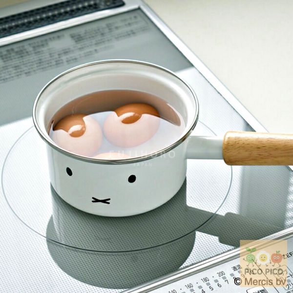 日本直送｜富士琺瑯 FUJIHORO × Miffy & Boris Face 白色琺瑯系列｜牛奶鍋／雙耳鍋／附蓋醬汁鍋 